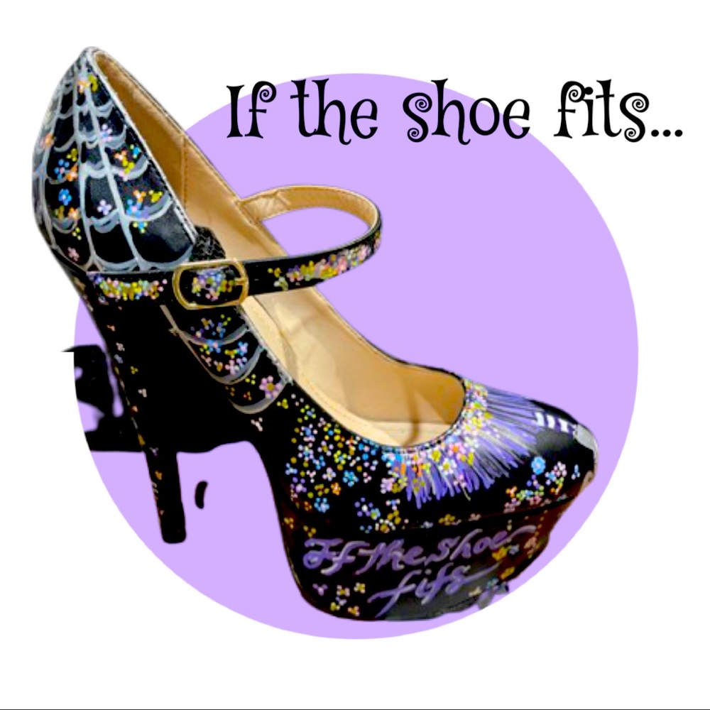 ❤️SOLD❤️Witchy black hand painted refurbished Mary Janes.